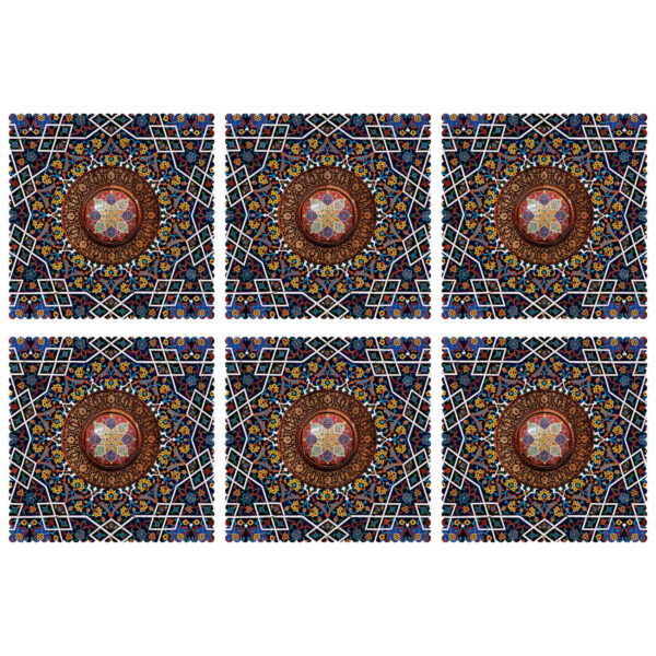装饰性几何花卉桌垫 – 风格与传统融合（6件套）