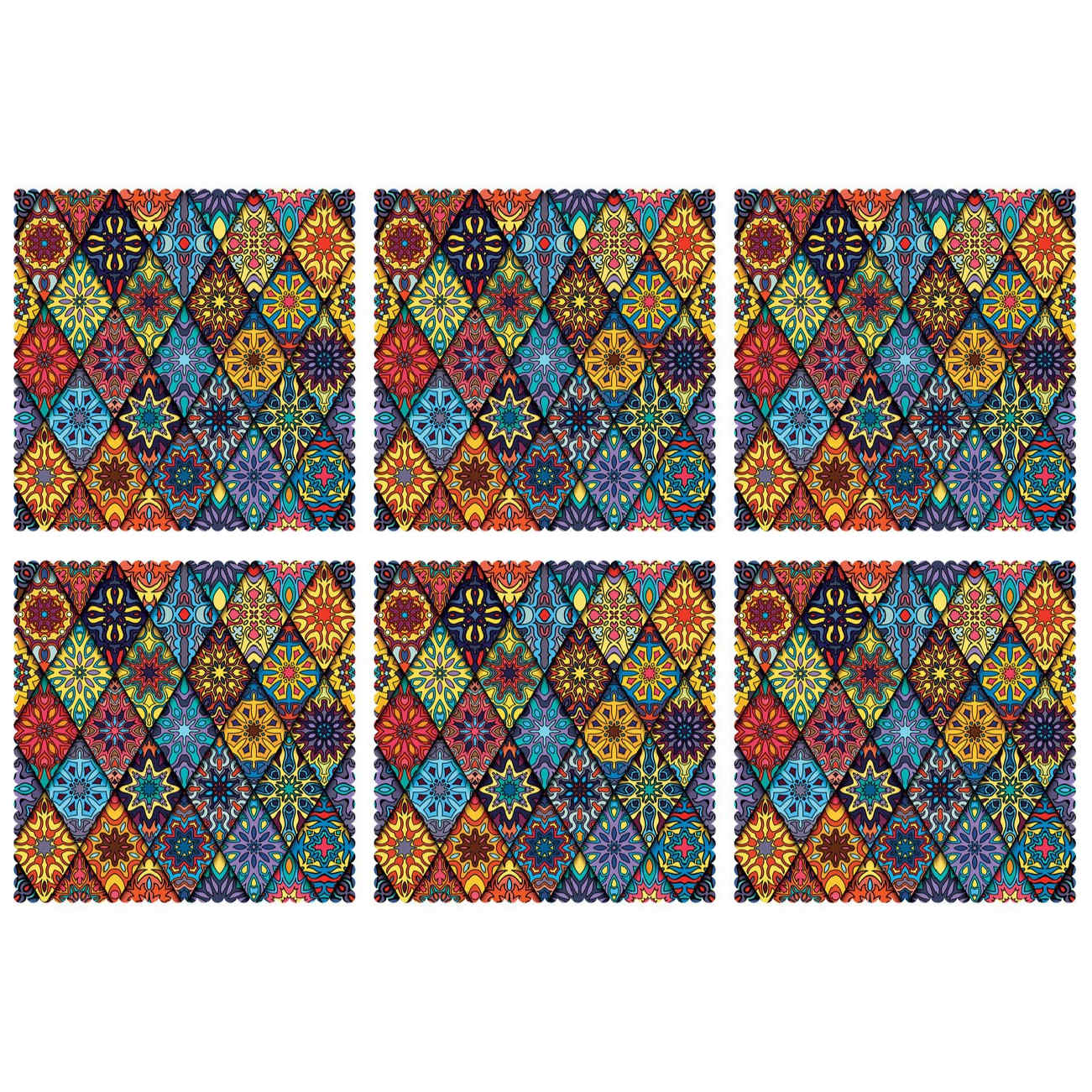 Main image of 优雅几何花卉餐垫 – 时尚餐桌点缀（6件套）