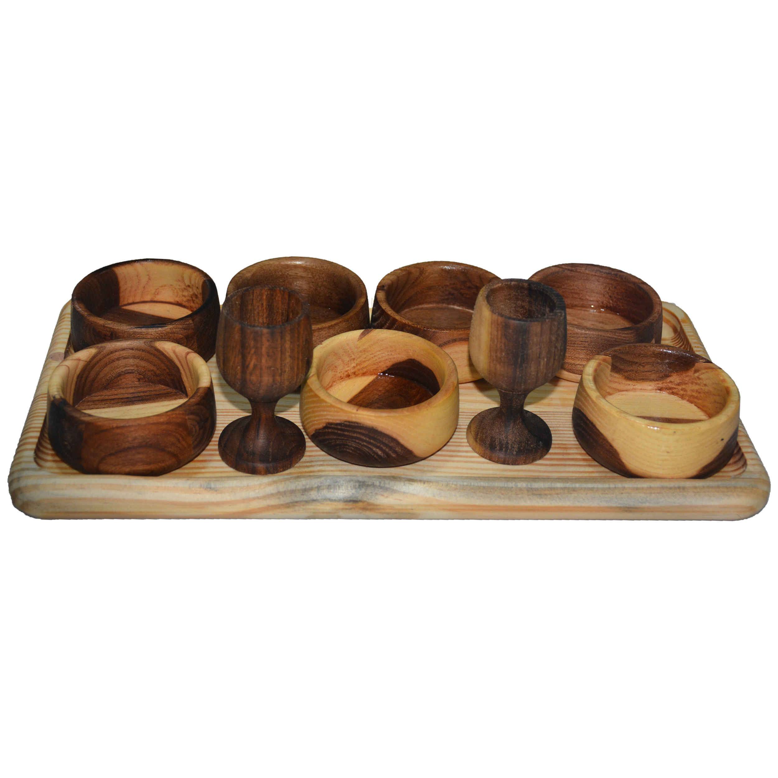 Main image of 优雅手工木制七辛桌套装 —— 融合传统与现代风格（10 件套）