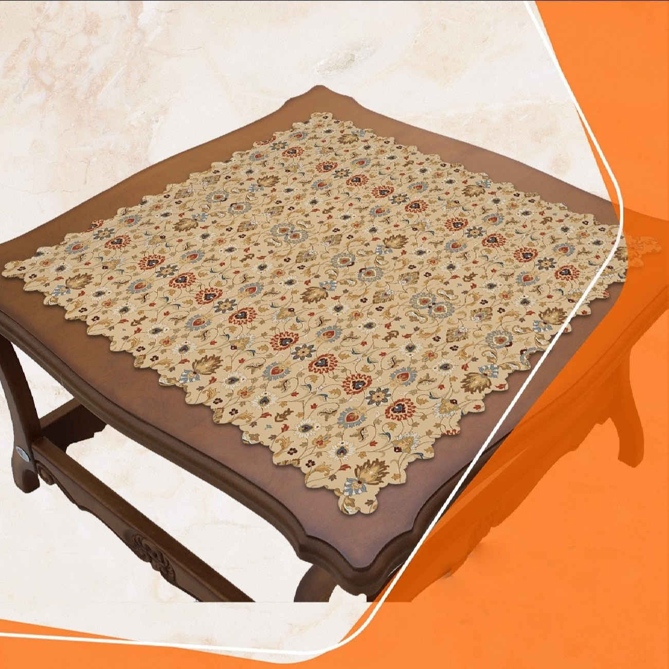 优雅天鹅绒桌布 – 几何花卉设计