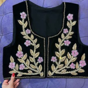 女士石头刺绣背心 – 花卉设计