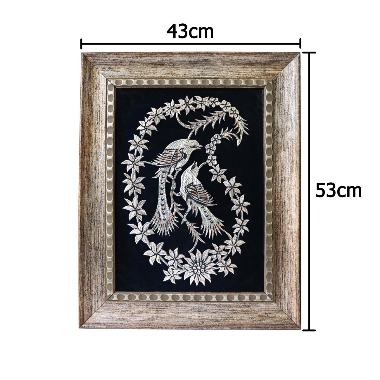 雕刻两只鸟与佩斯利（Boteh Jegheh）图案面板