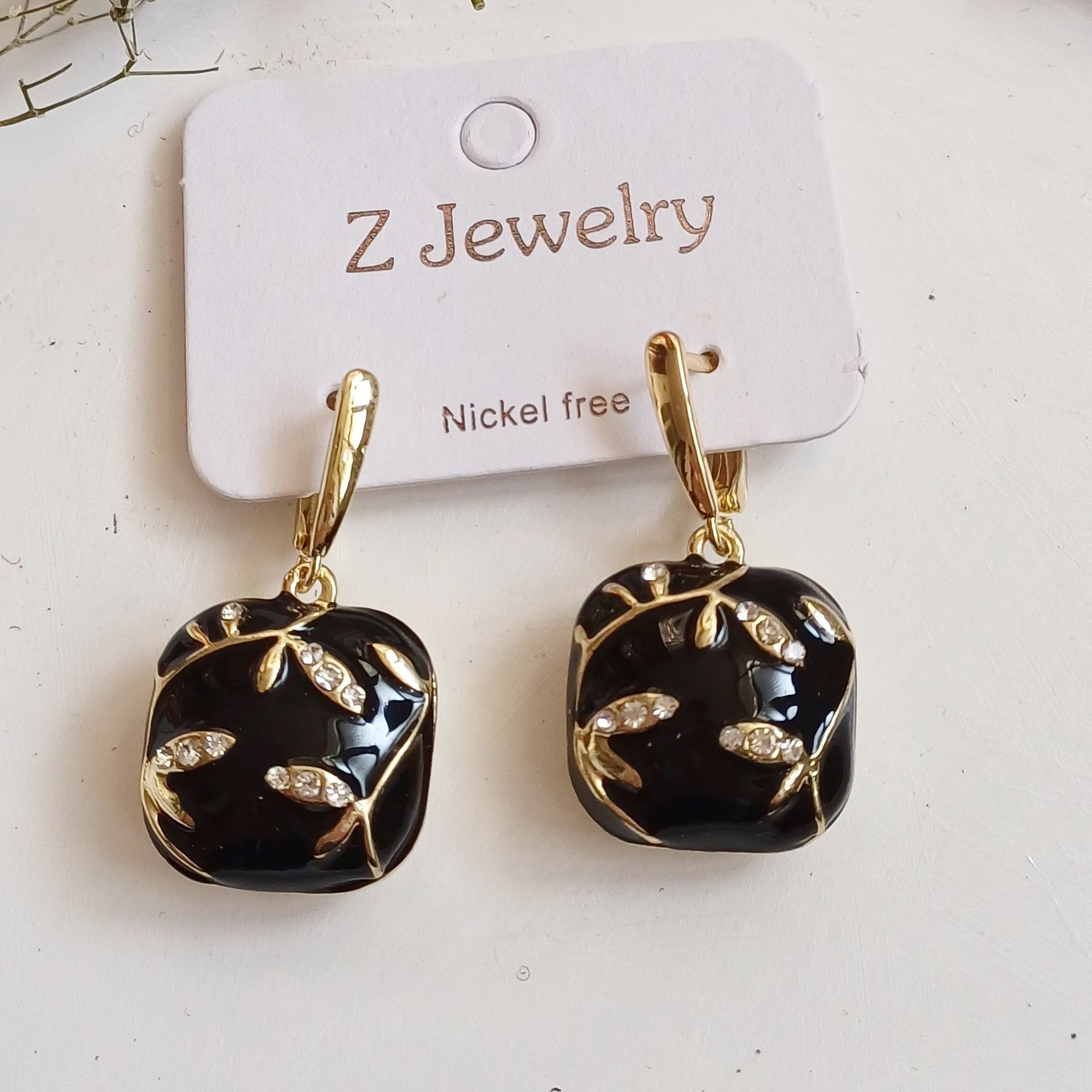 钢制掐丝彩绘手工宝石耳坠