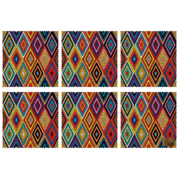 几何菱形设计餐垫（6件套）