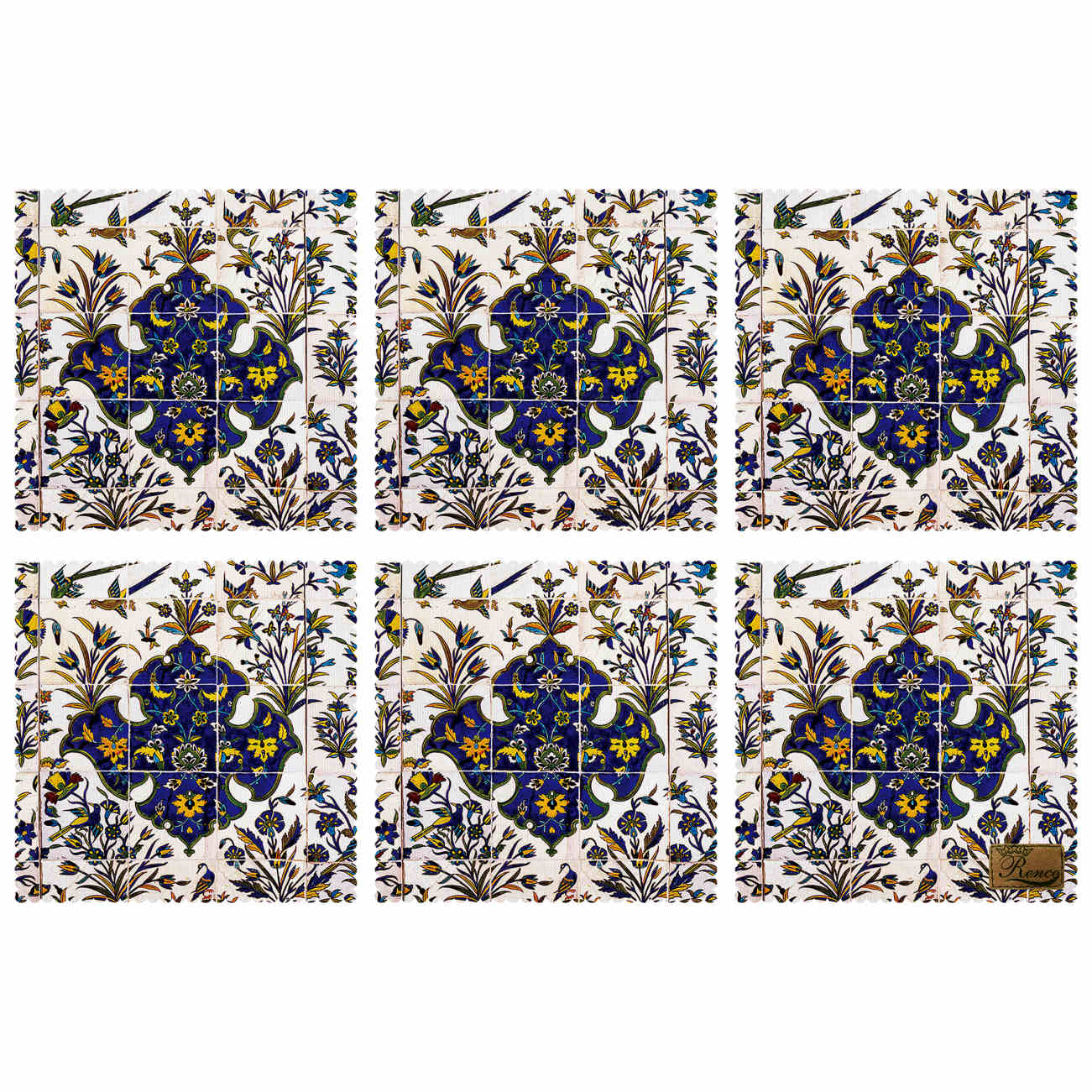 Main image of 几何与自然灵感餐垫 – 鸟与花图案（6件套）