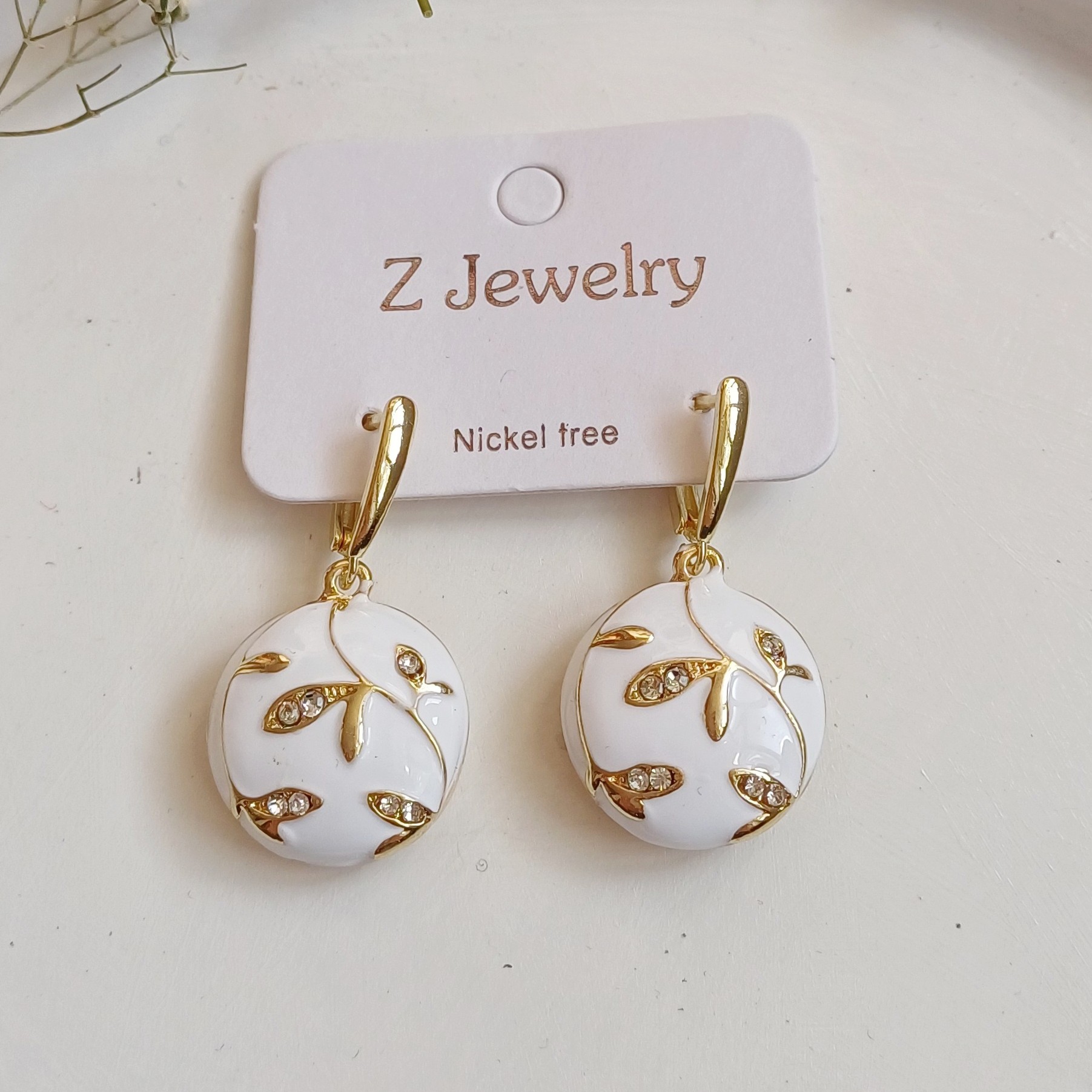 钢制掐丝彩绘手工花朵耳坠 – 优雅独特