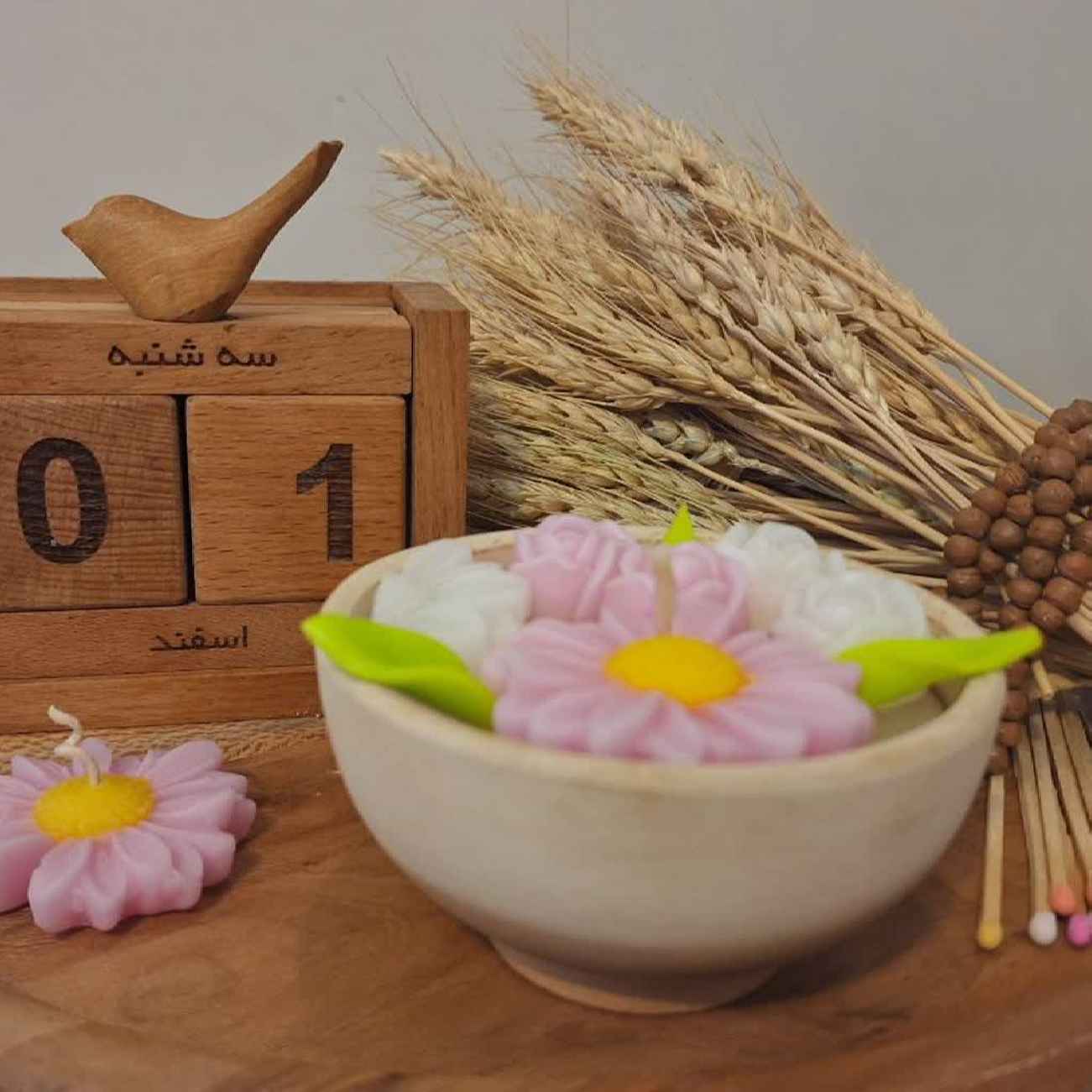 手工陶瓷罐蜡烛 – 花卉图案