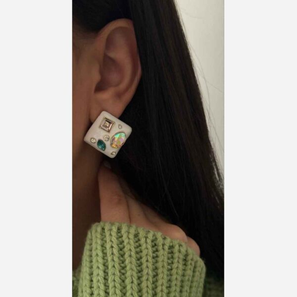 钢制掐丝彩绘手工宝石耳坠