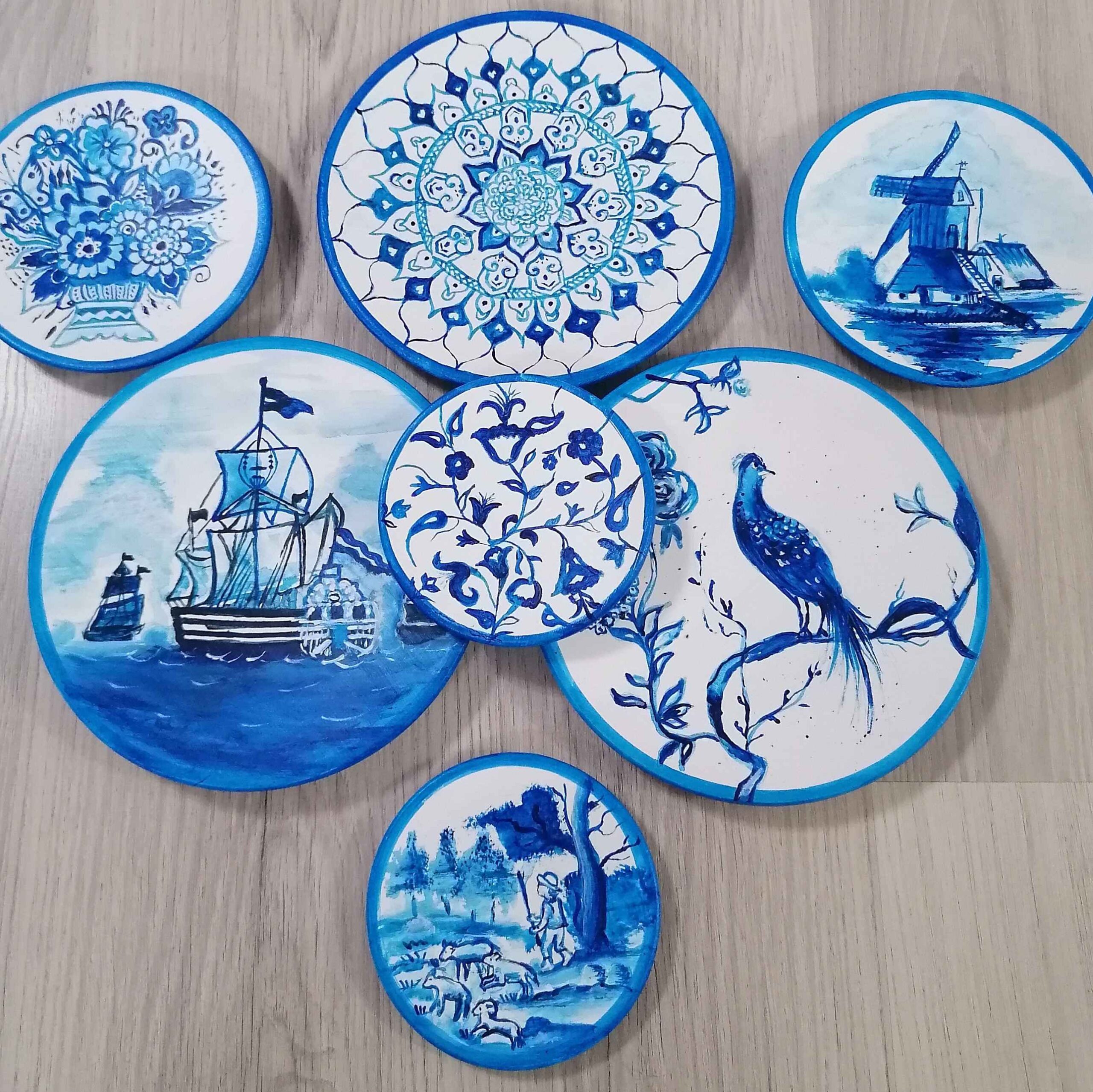 Main image of 手工七辛桌套装 —— 精美几何与鸟纹手绘图案，优雅迎接波斯新年（7 件套）