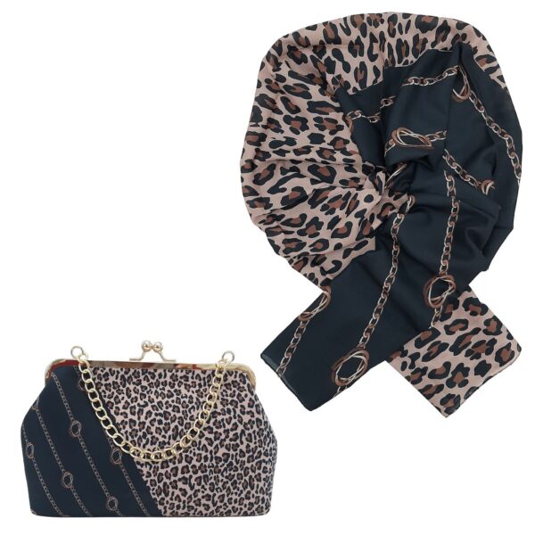 豹纹款单肩包 & 围巾套装
