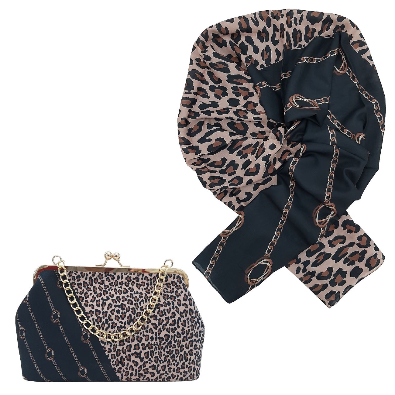 Main image of 豹纹款单肩包 & 围巾套装