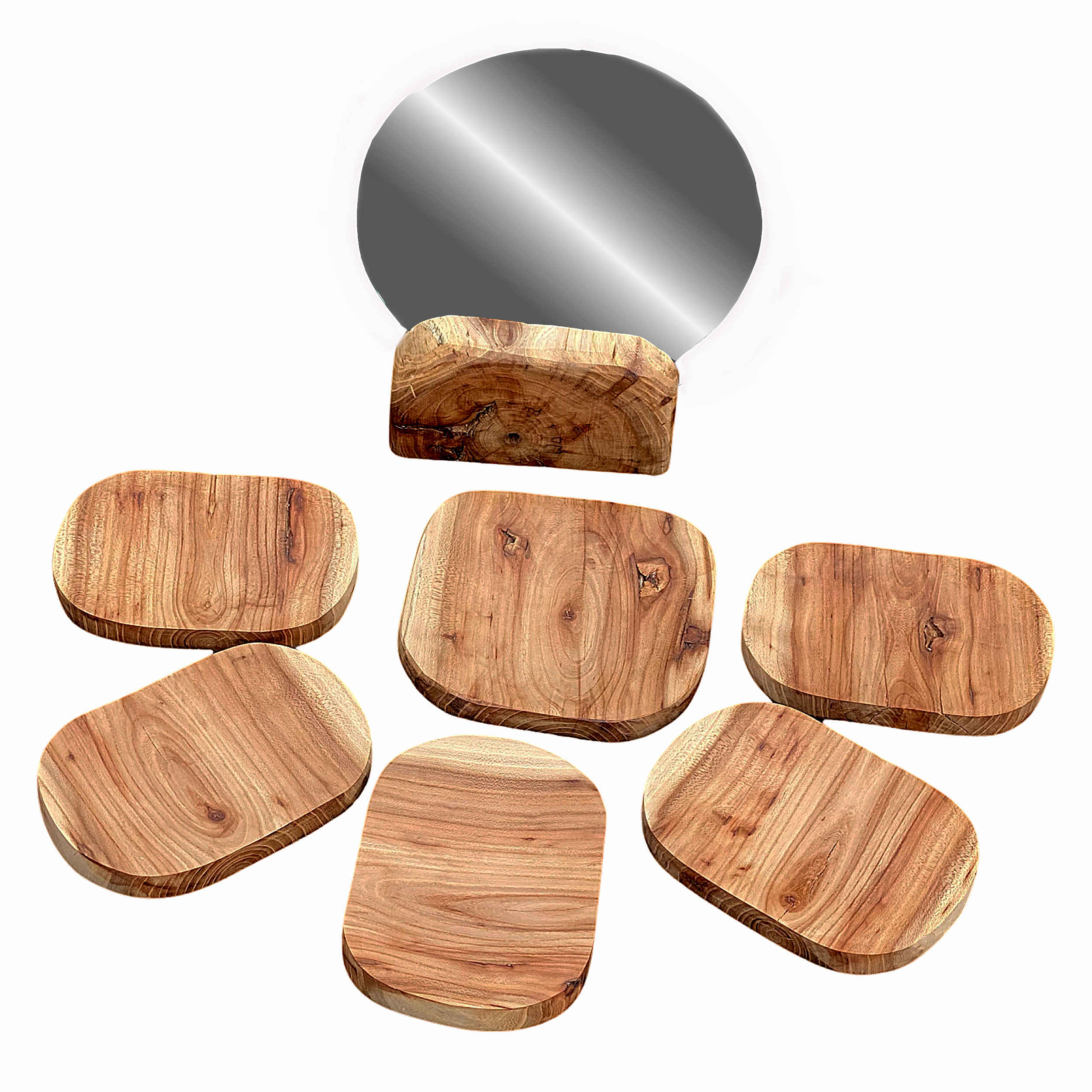 Main image of 极简波斯木制七辛桌套装 —— 精致几何雕刻，诺鲁兹装饰佳品（7 件套）