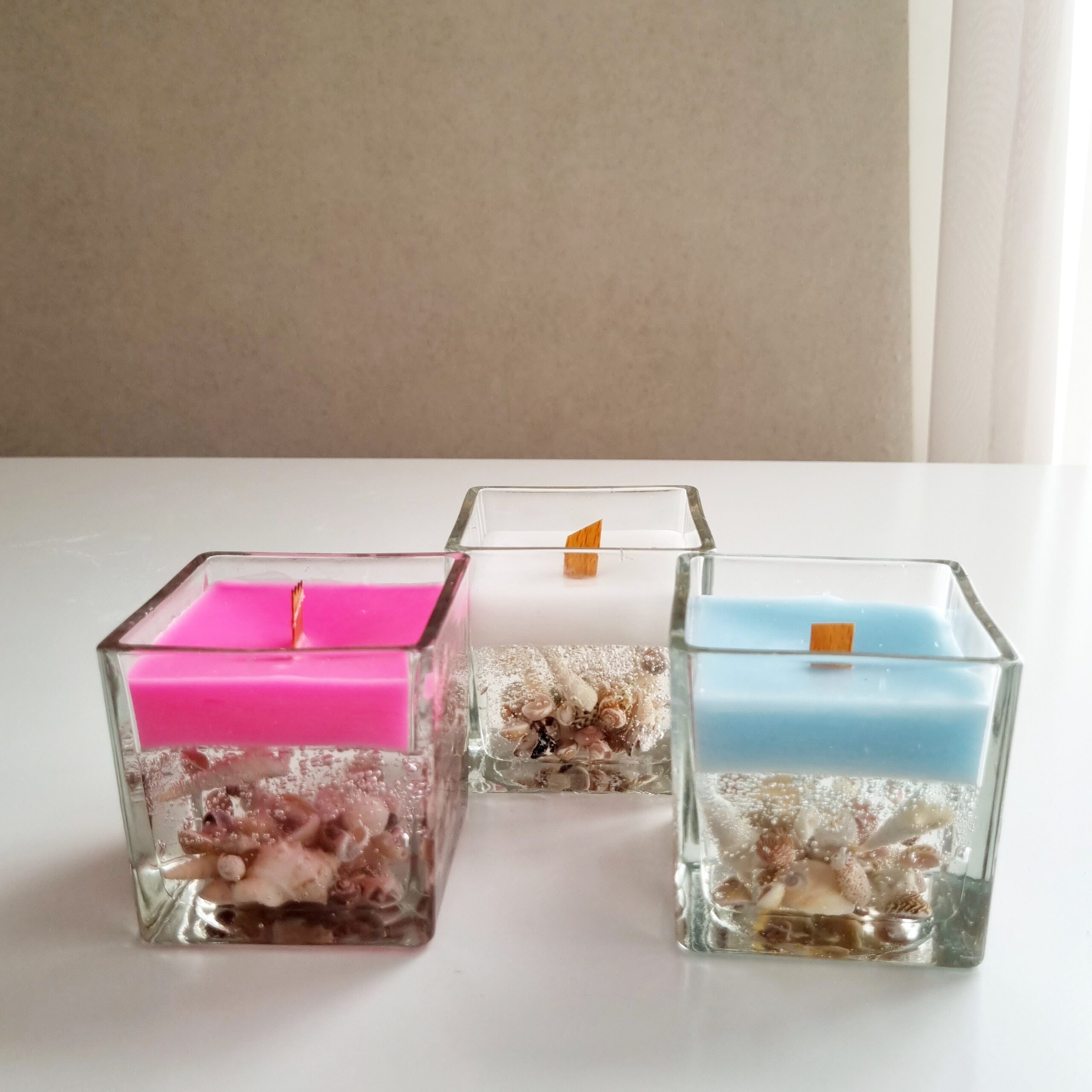 海洋凝胶石蜡玻璃罐蜡烛 – 手工制作，海洋优雅风