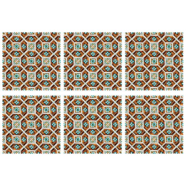 波斯几何花卉图案餐垫 (6件套)