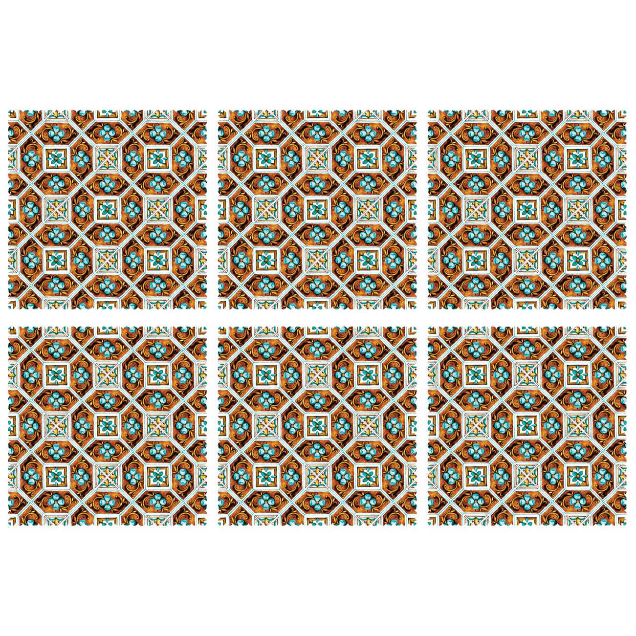 波斯几何花卉图案餐垫 (6件套)