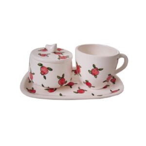 波斯石榴茶具套装（含茶杯、茶托和糖碗）