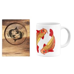 波斯星座马克杯 – Esfand（双鱼座）符号，配杯垫
