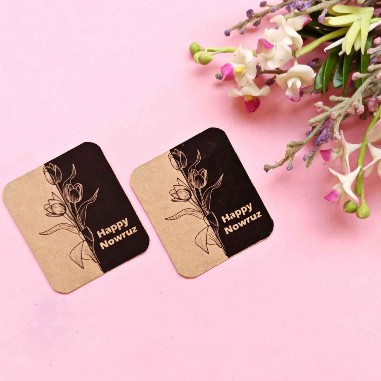 郁金香图案的Nowruz贺卡 (X20)