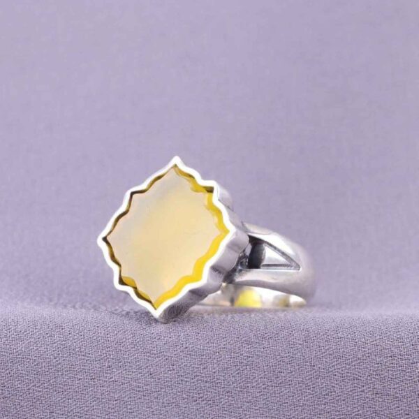 银几何戒指 – 配有Sharaf al-Shams铭文，适合男士