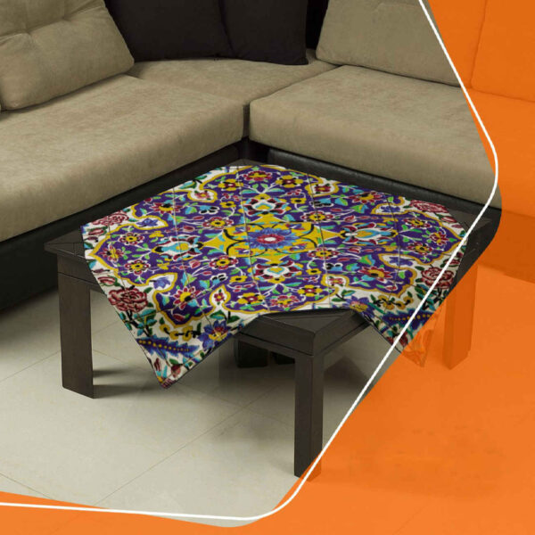 柔软天鹅绒桌布 – 鲜艳蓝色花卉图案