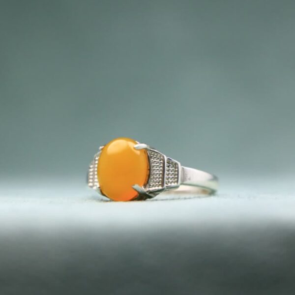 灵性优雅 – 波斯银戒指，带有Sharaf al-Shams书法