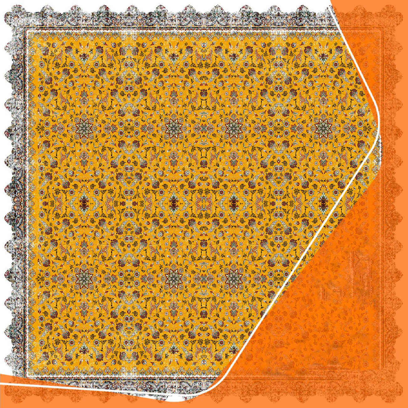 永恒之美 – 花卉与几何图案天鹅绒桌布