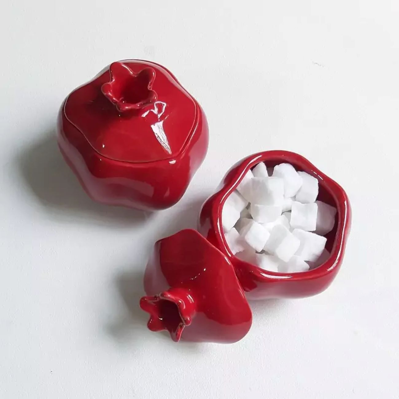 Main image of 独特陶瓷糖罐 – 石榴图案设计