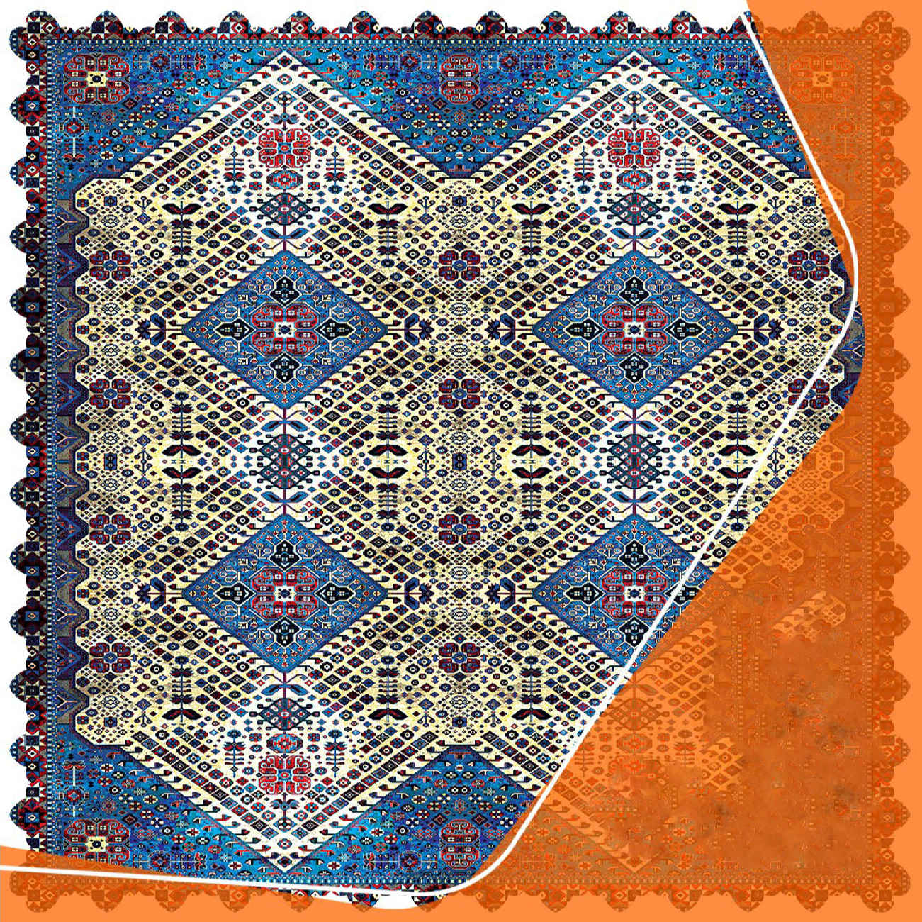 复古波斯几何图案天鹅绒桌布