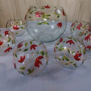 Vitarail 七辛桌套装 —— 花卉设计，配鱼缸（7 件套）