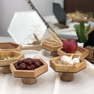 木制七辛桌盘套装 —— 几何图案配镜子，适合诺鲁兹（7 件套）