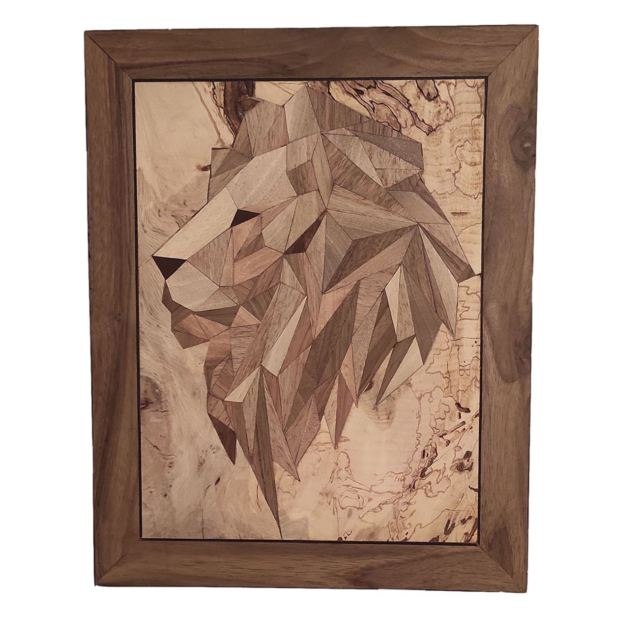 Main image of 木质镶嵌壁饰——木镶面板配狮子图案