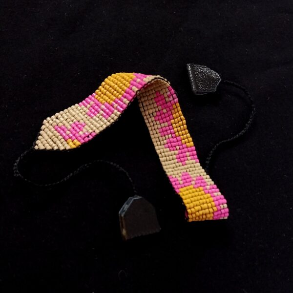 编织钢串珠手链 – 女士款，花卉图案，洋甘菊款