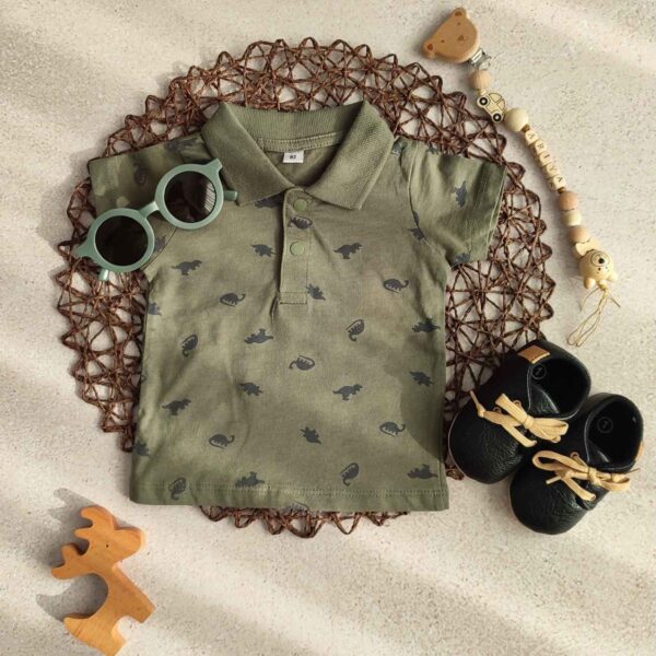 咆哮恐龙印花婴儿 T 恤 – 可爱趣味款