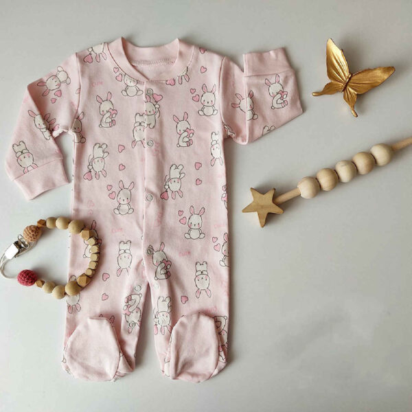 婴儿长袖连体衣 – 小兔图案