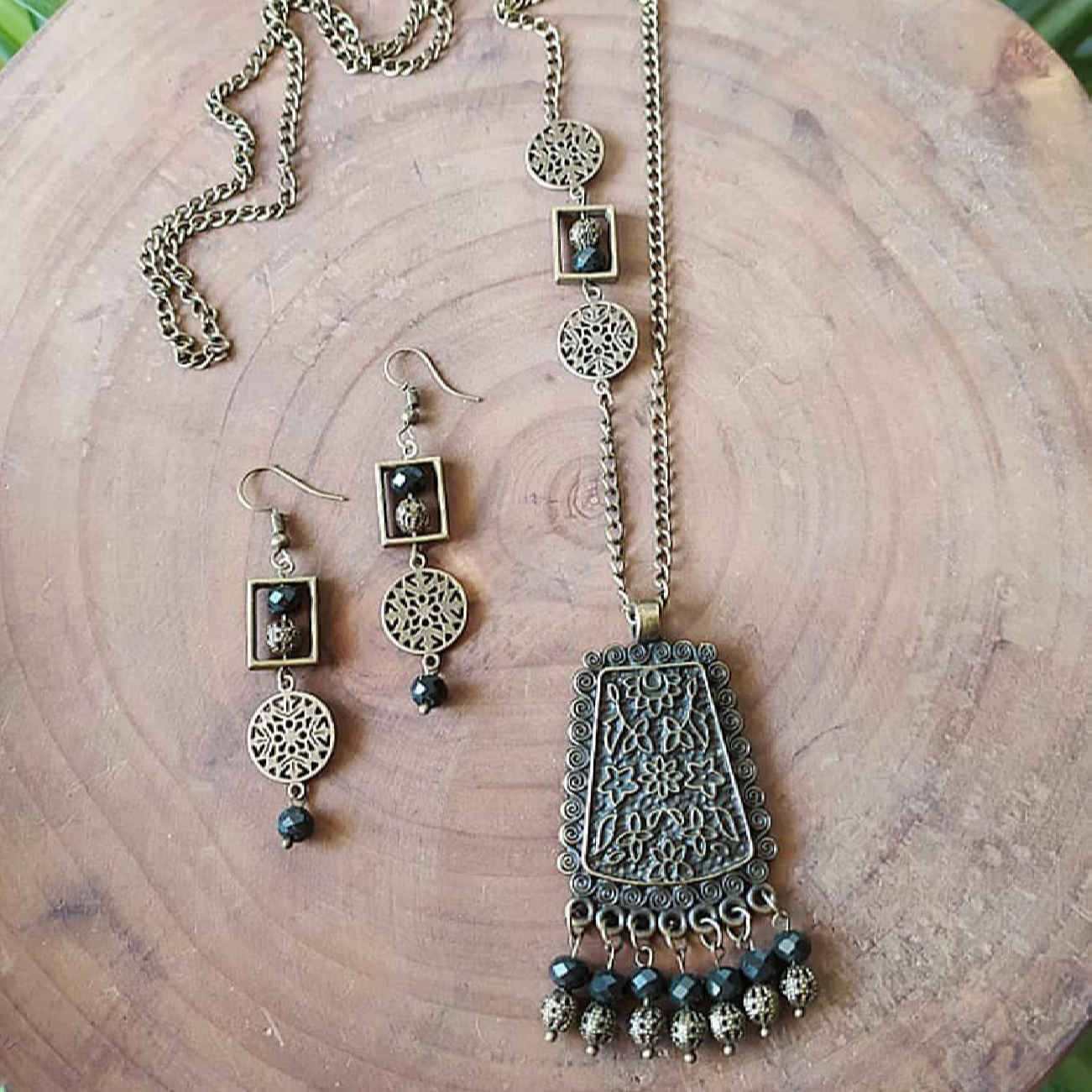 Main image of 手工几何图形青铜耳环套装