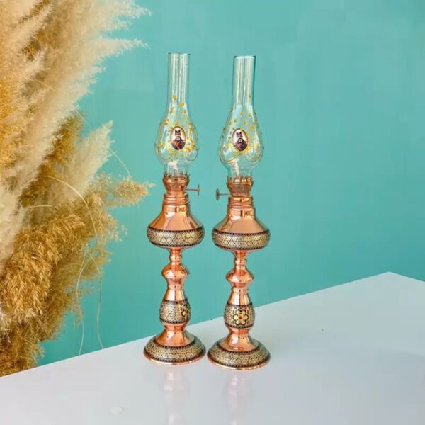 铜制油灯 – 美丽波斯传统灯，Khatamkari 风格
