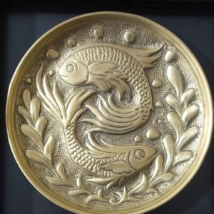 装饰黄铜托盘 – 双鱼图案 完全手工制作
