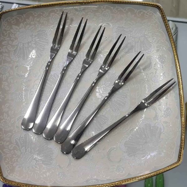 优雅不锈钢甜品叉 – 抛光表面（6件套）