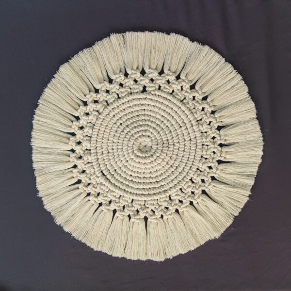 手工流苏餐垫 – 餐盘垫，奶油色