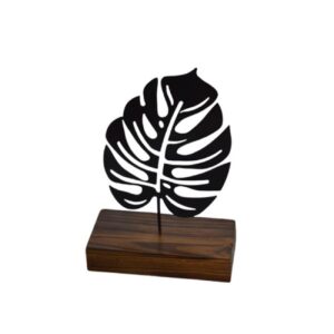 极简金属雕塑 – 抽象树叶设计艺术品