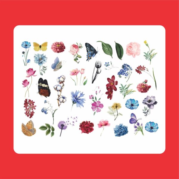 美甲贴 – 叶子与花朵图案（5片装）
