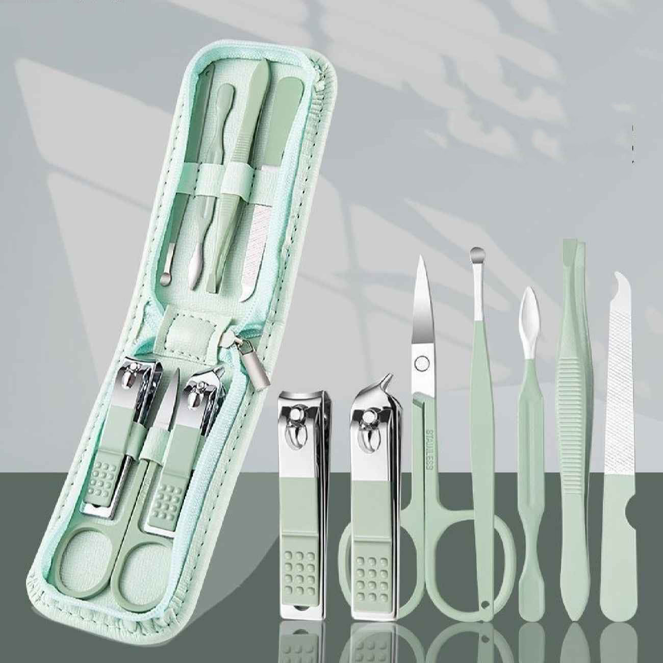 旅行美甲美足套装 青绿色 7件套