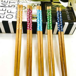 木制筷子 – 竹制花朵图案（2双装）