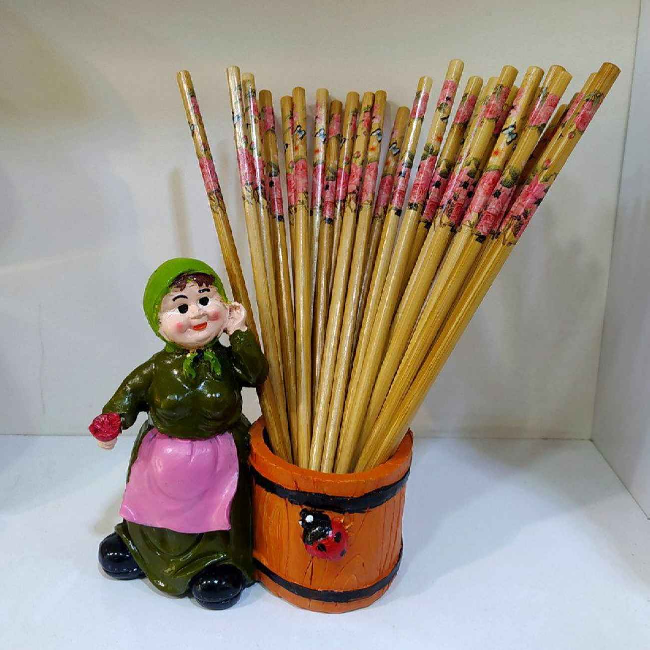 木制筷子 – 竹制花卉图案（2双装）