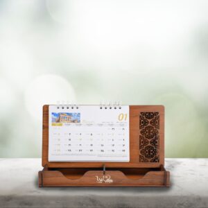 1404年木质桌面日历 – 带支架现代艺术款