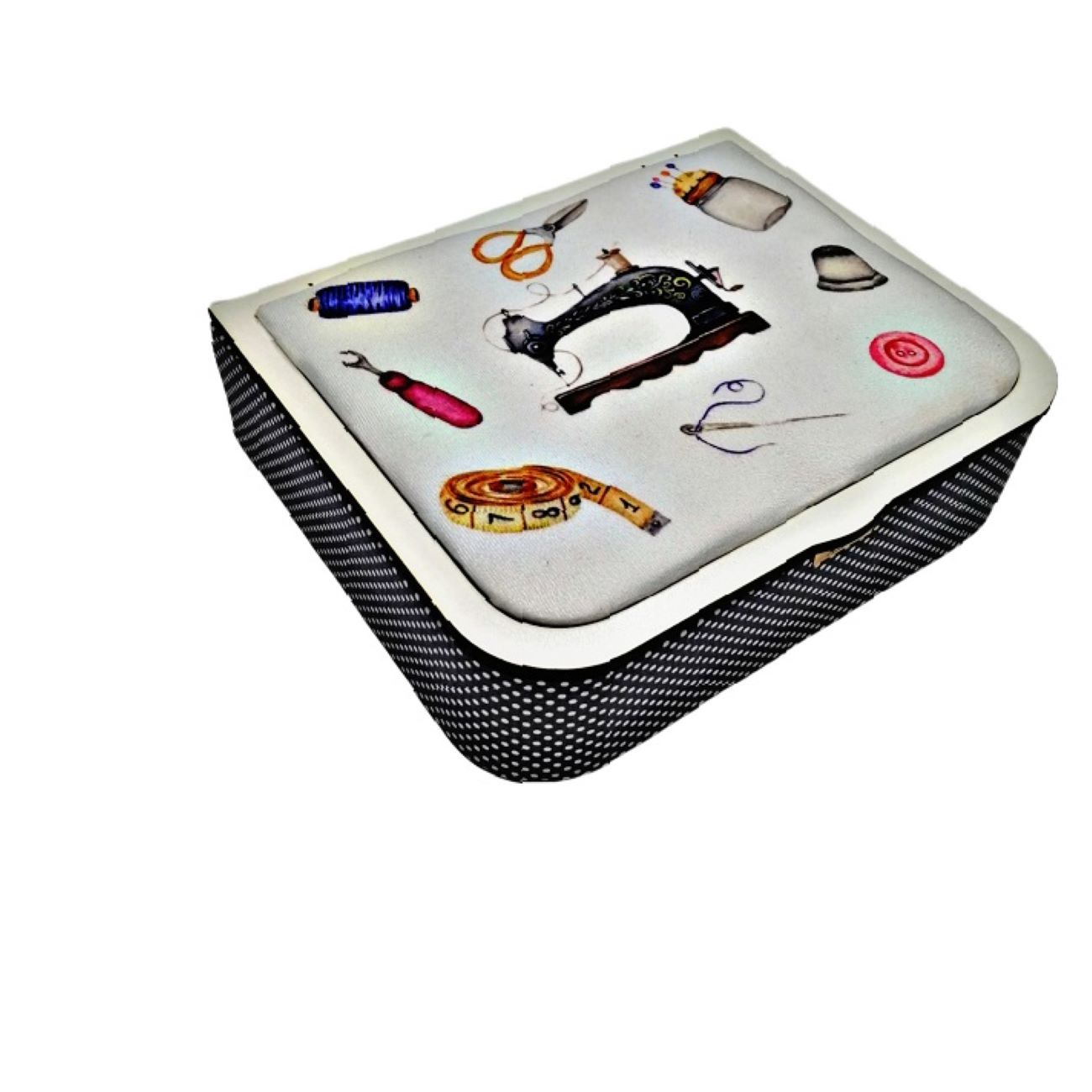 木质与布艺缝纫盒 – 多隔层收纳工具