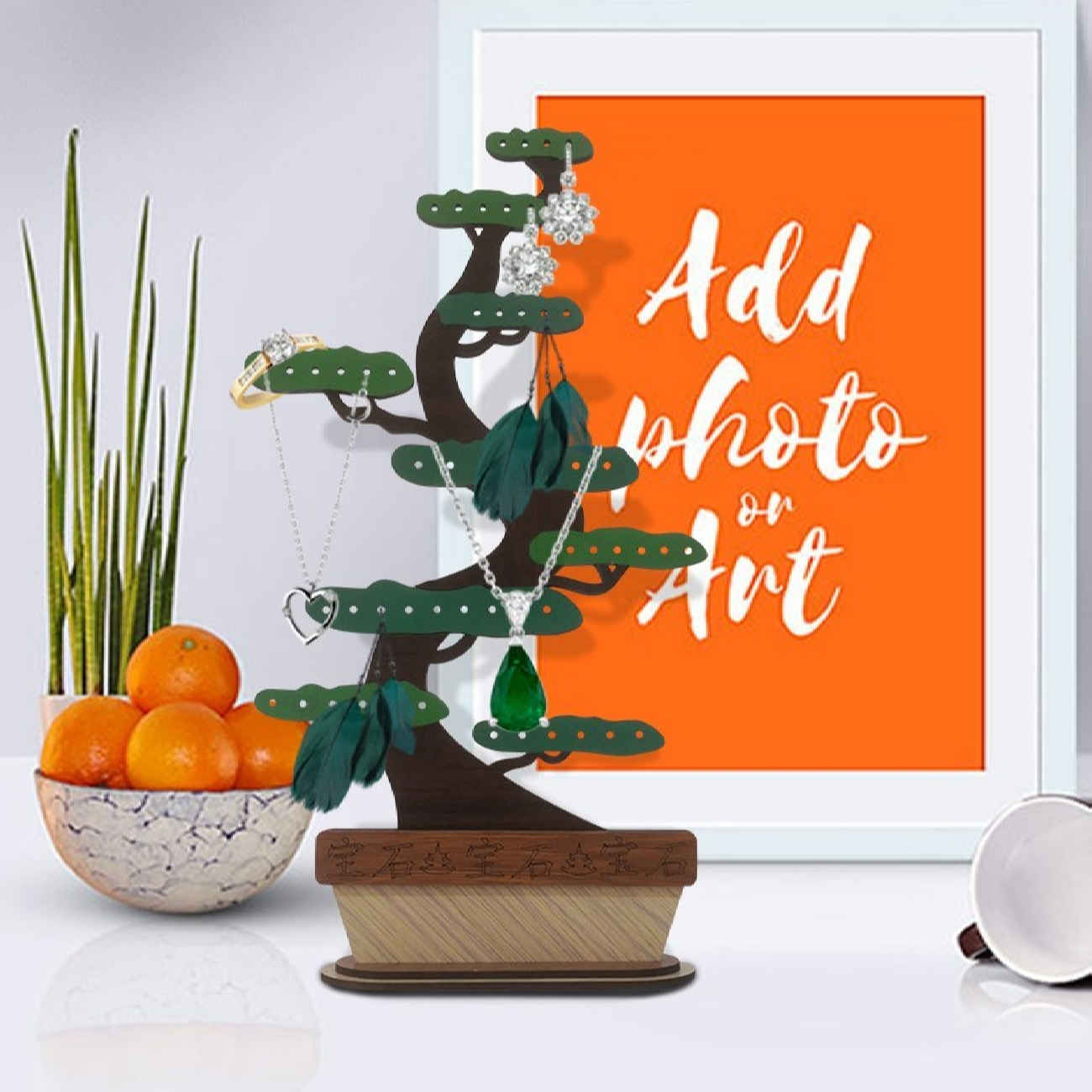 木质首饰收纳架 – 树形设计,完美收纳项链、戒指与耳环