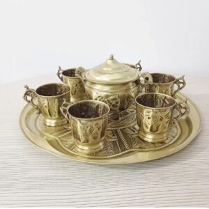 优雅黄铜茶具套装 – 手工制作，适合日常品茗