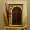 Hanging Wooden Mirror Key Holder with Traditional Opening Door Design (2)