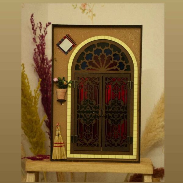 Hanging Wooden Mirror Key Holder with Traditional Opening Door Design (2)